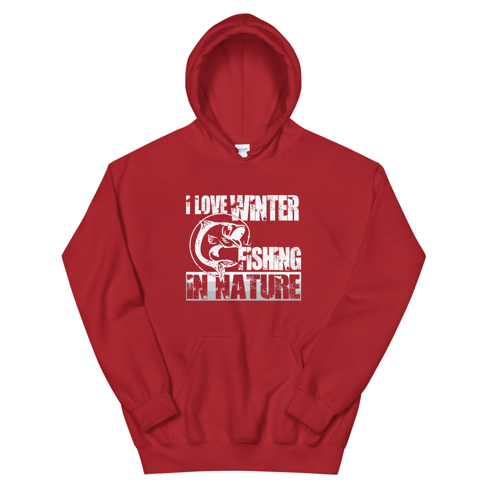 I Love Winter Fishing In Nature | Organic Hoodie