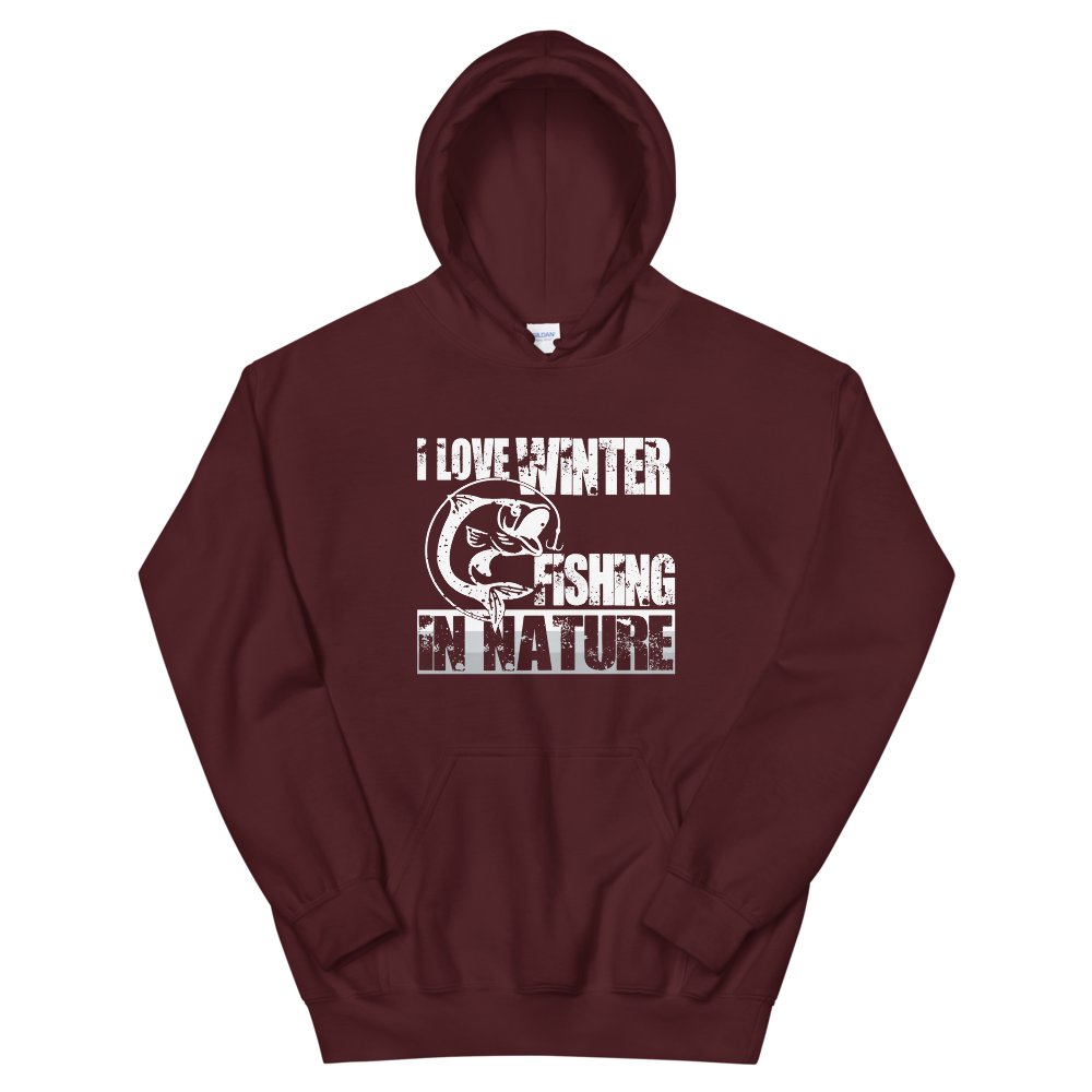 I Love Winter Fishing In Nature | Organic Hoodie