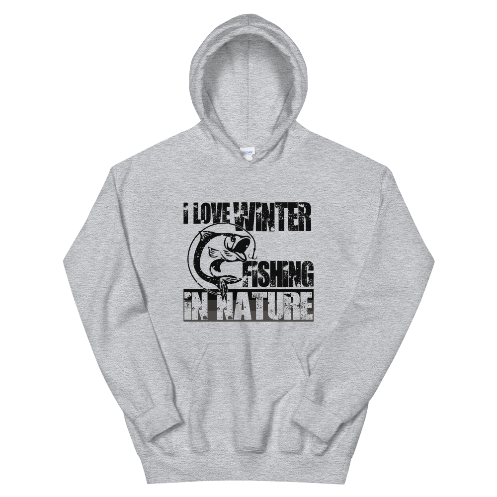 I Love Winter Fishing In Nature | Organic Hoodie