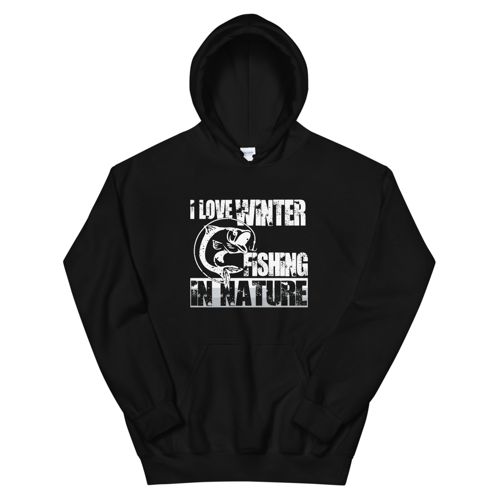 I Love Winter Fishing In Nature | Organic Hoodie