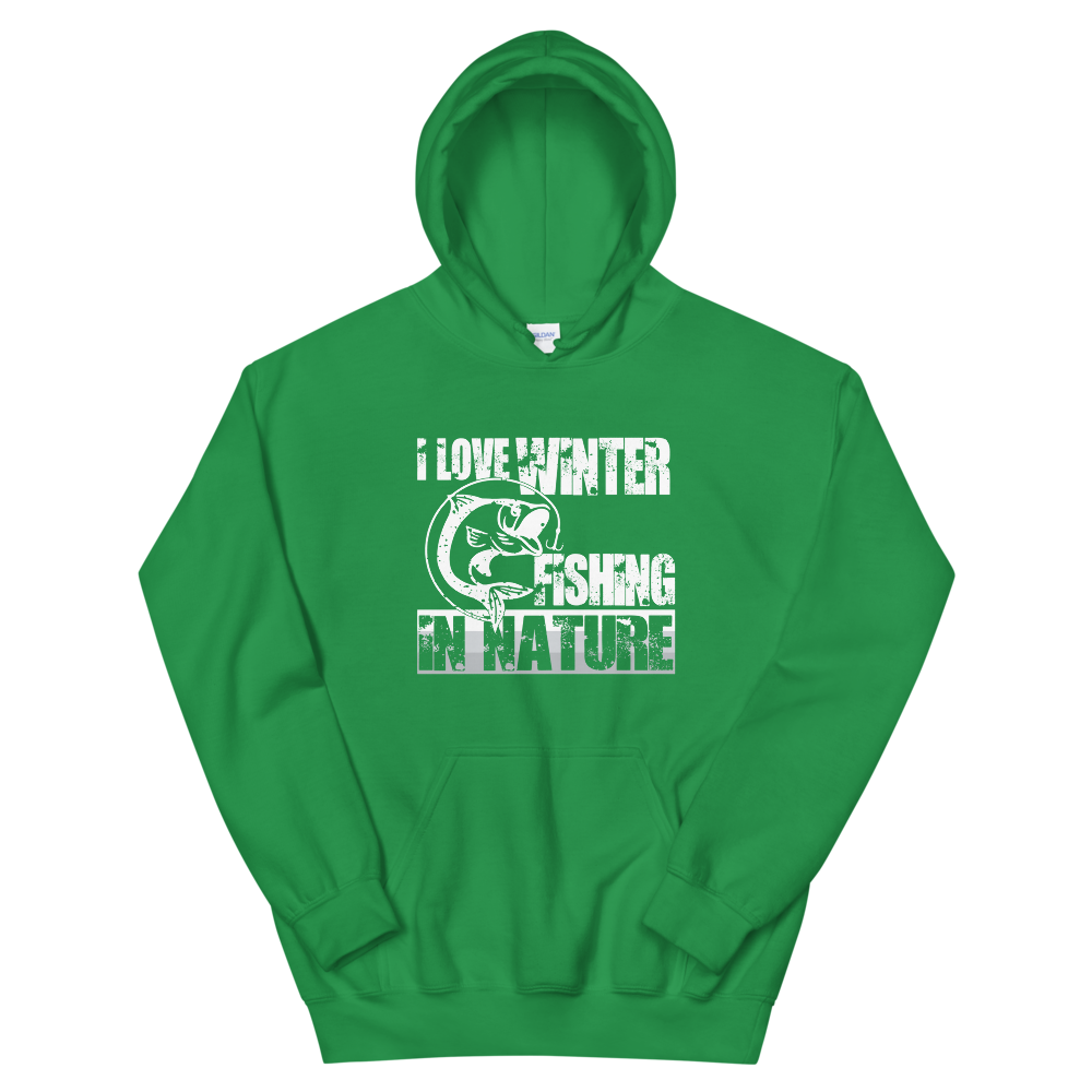 I Love Winter Fishing In Nature | Organic Hoodie