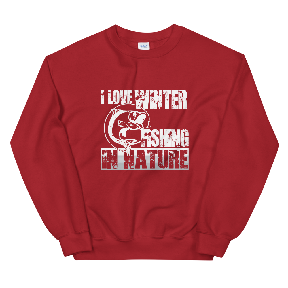 I Love Winter Fishing In Nature | Organic Sweatshirt