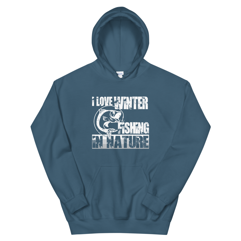 I Love Winter Fishing In Nature | Organic Hoodie