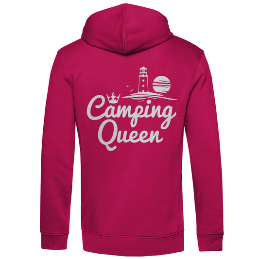 Camping Queen Leuchtturm | Organic Hoodie Rückendruck