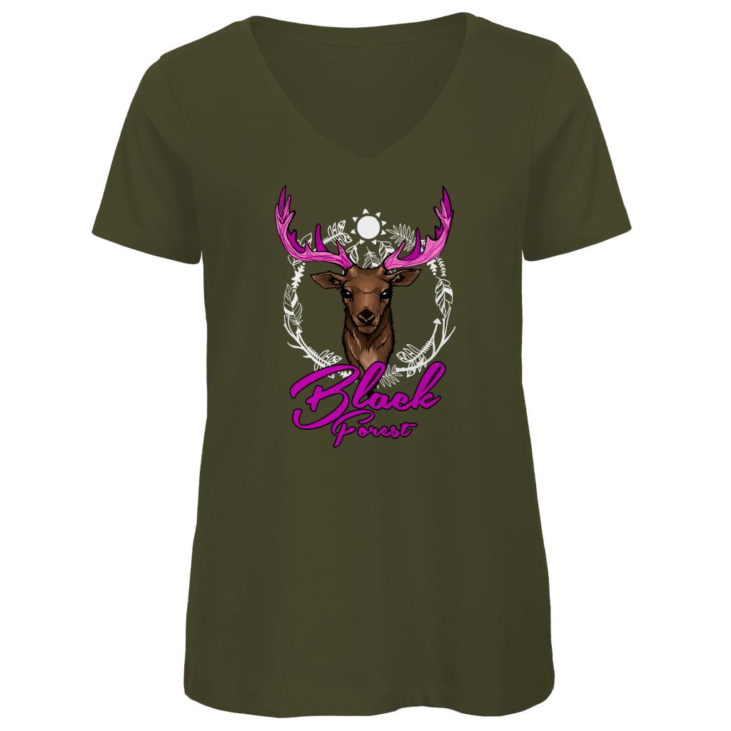 Black Forest Hirsch | Organic Damenshirt V-Neck