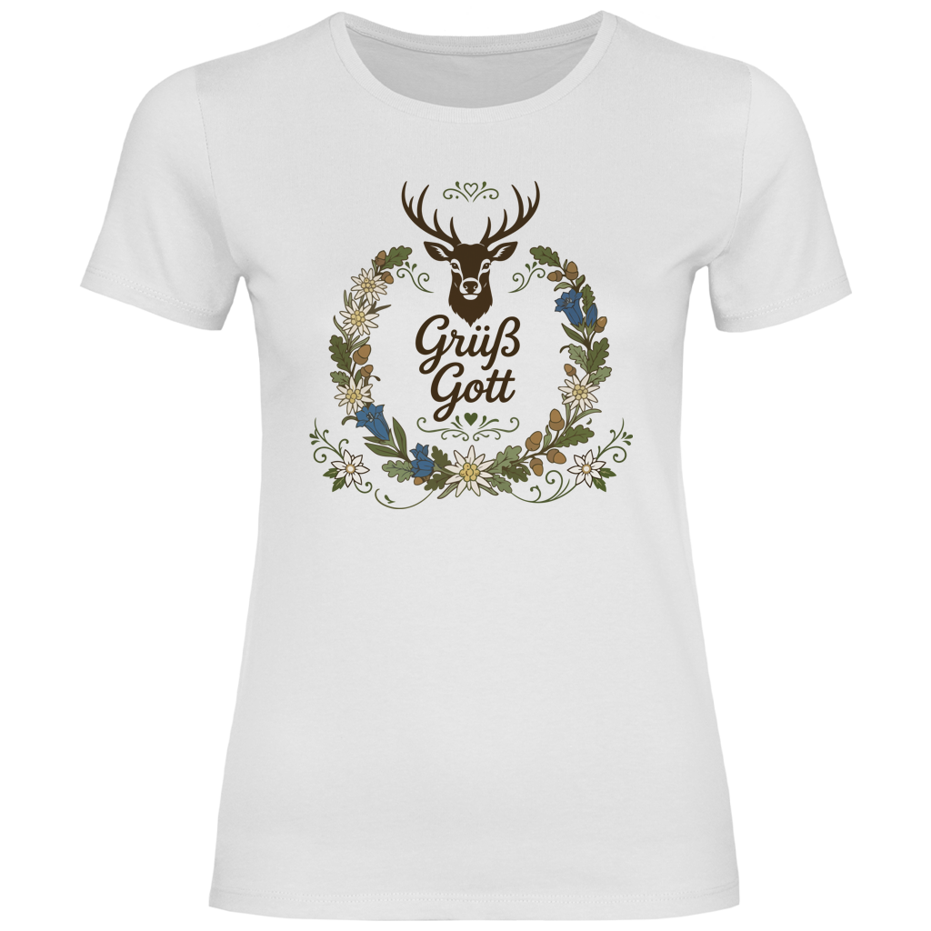 Grüß Gott Hirsch | Damen Premium T-Shirt
