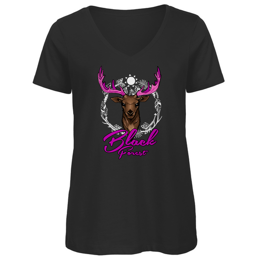 Black Forest Hirsch | Organic Damenshirt V-Neck