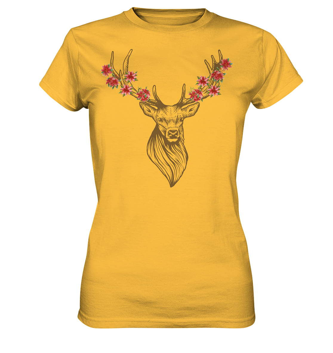 Hirsch mit Blumen | Damen Premium T-Shirt