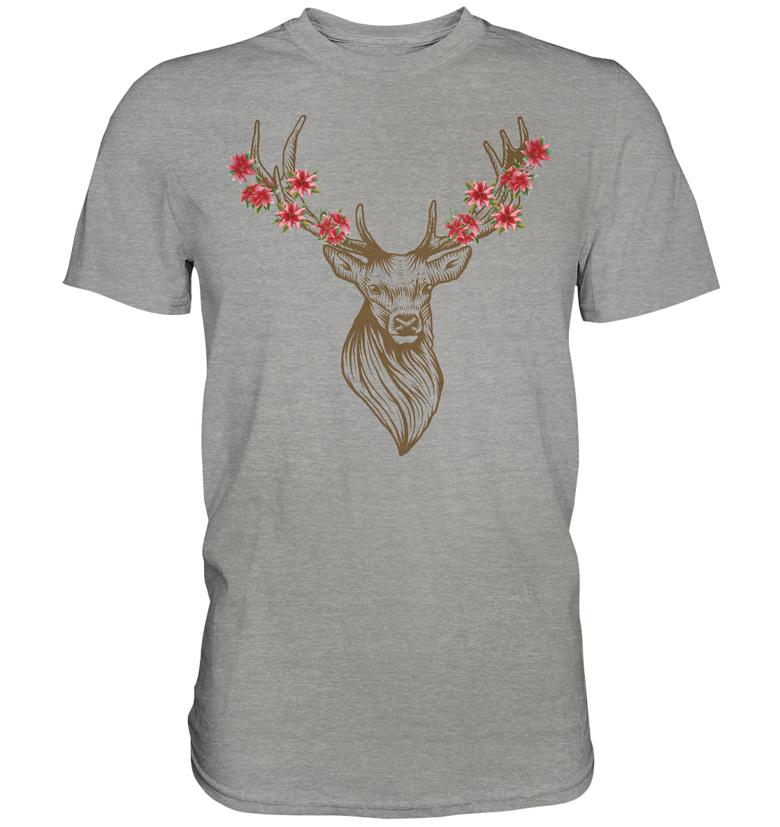 Hirsch mit Blumen | Unisex Premium T-Shirt