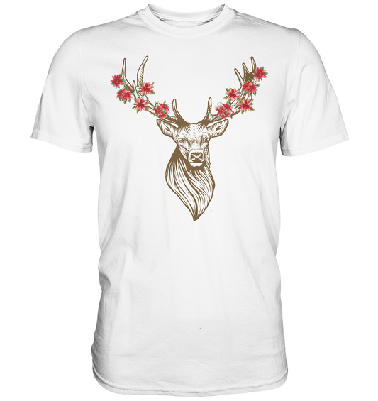 Hirsch mit Blumen | Unisex Premium T-Shirt