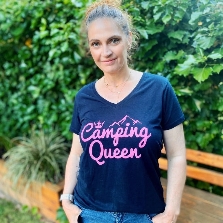 Camping Queen | Organic Damen V-Neck Shirt