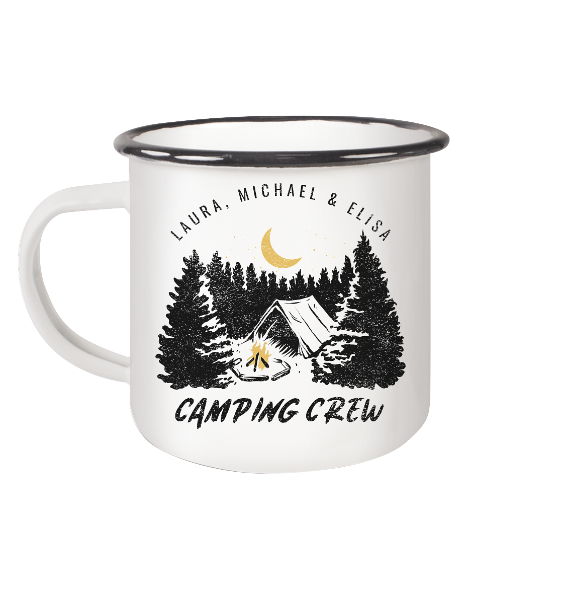 Camping Crew | - Emaille Tasse (Black)