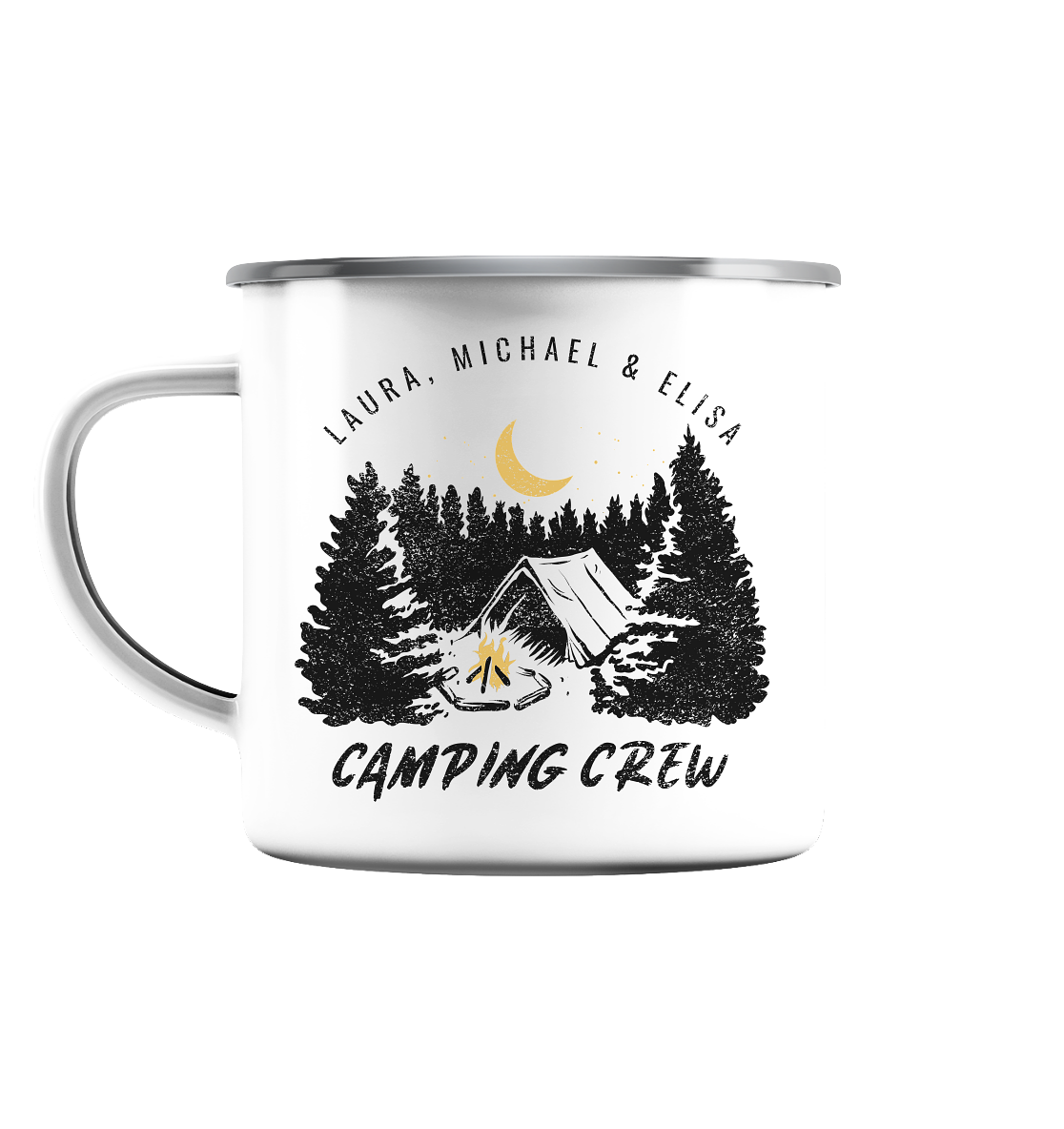 Camping Crew | - Emaille Tasse (Silber)