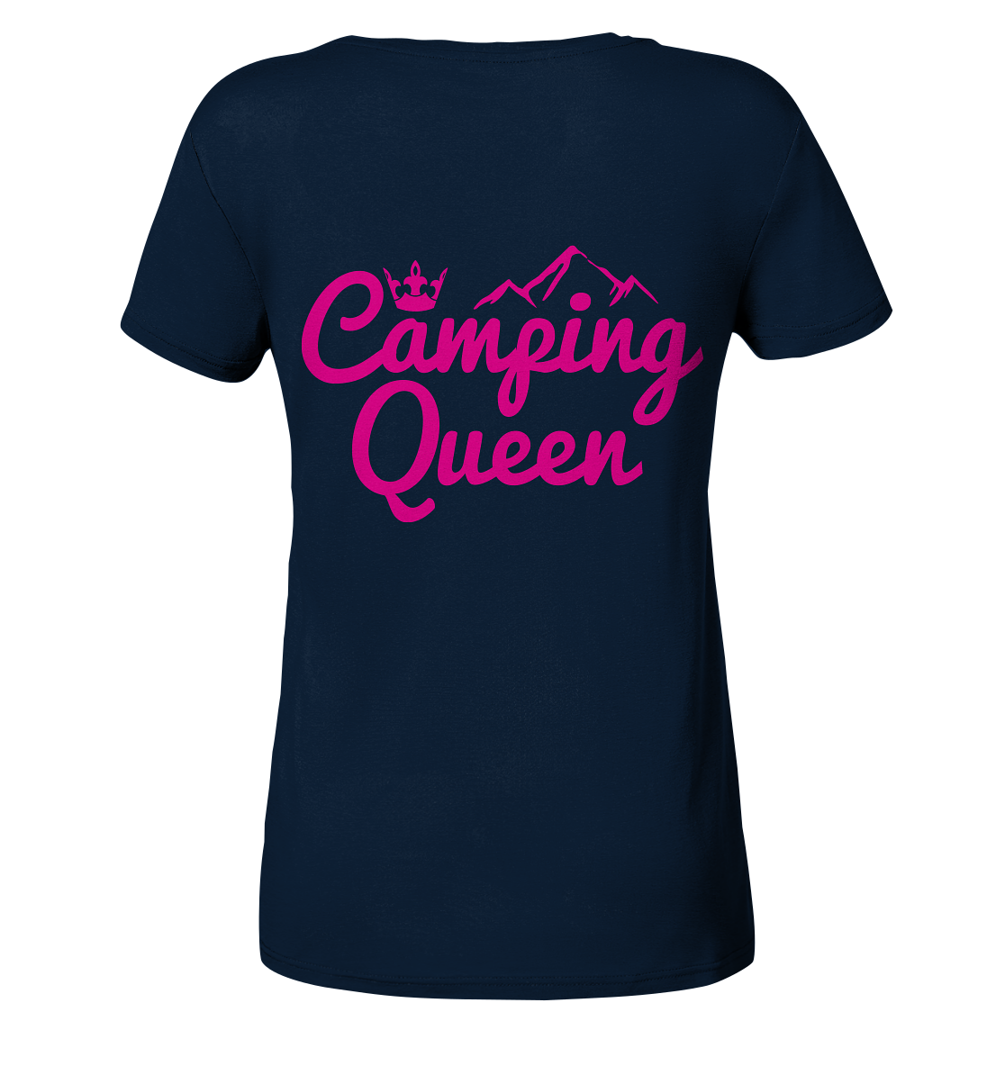 Camping Queen | Organic Damen V-Neck Shirt Rückendruck