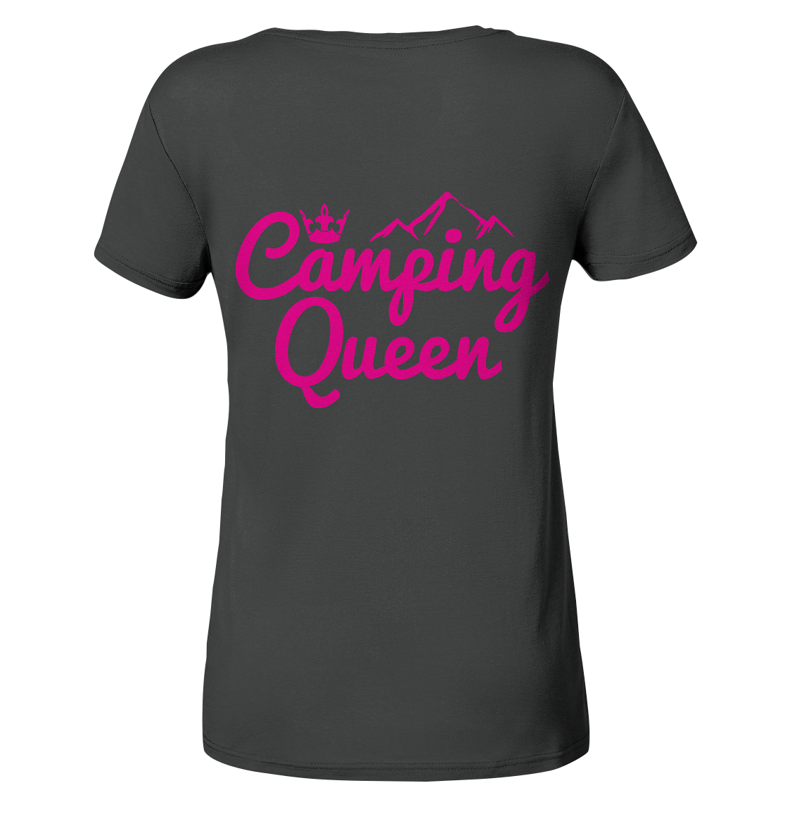 Camping Queen | Organic Damen V-Neck Shirt Rückendruck