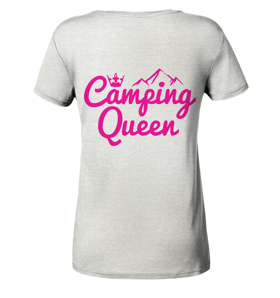 Camping Queen | Organic Damen V-Neck Shirt Rückendruck