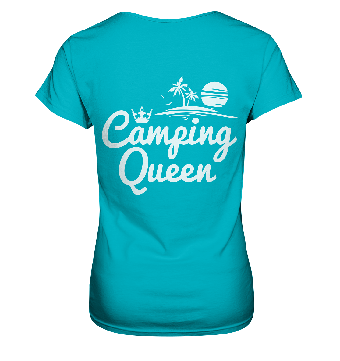 Camping Queen Strand | Organic Damen T-Shirt Rückendruck