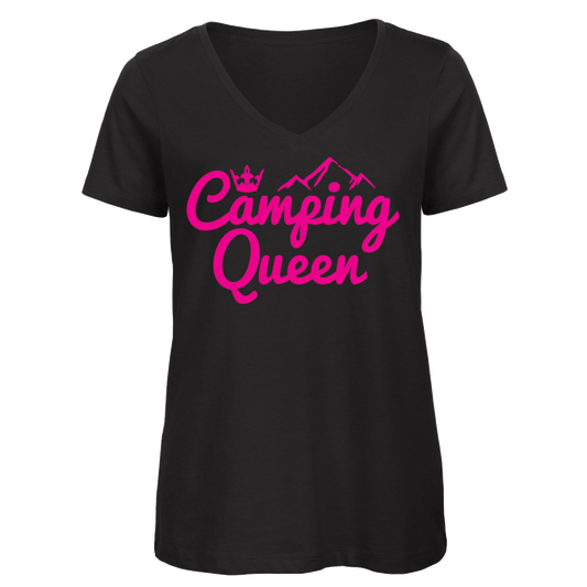 Camping Queen | Damen Organic V-Neck Shirt