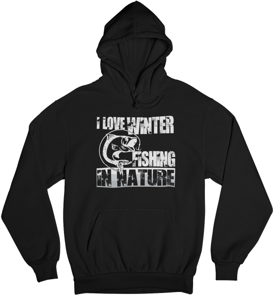 I Love Winter Fishing In Nature | Organic Hoodie