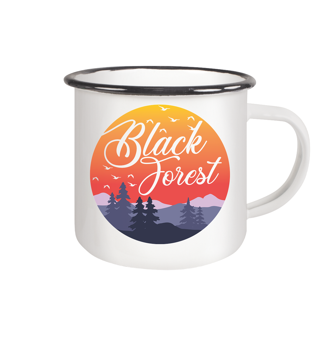 Black Forest Sonnenuntergang | Tasse - Emaille Tasse (Black)