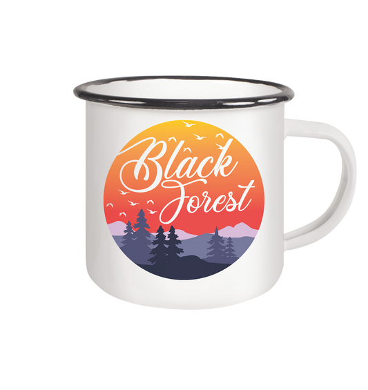 Black Forest Sonnenuntergang | Tasse - Emaille Tasse (Black)
