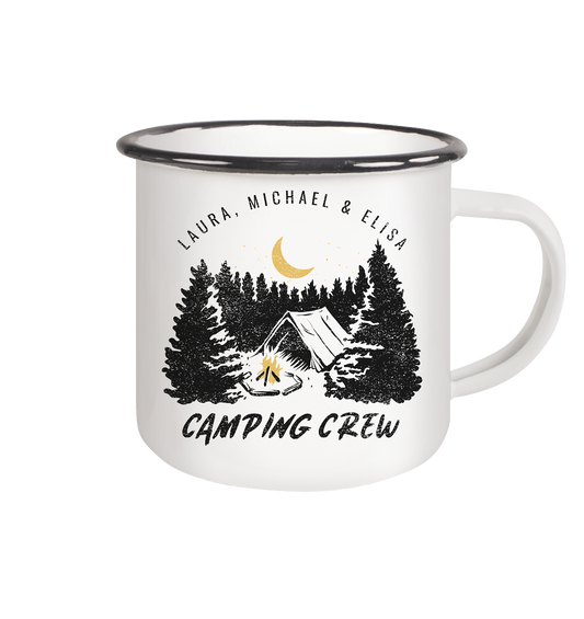 Camping Crew | Emaille Tasse mit deinem Wunschtext