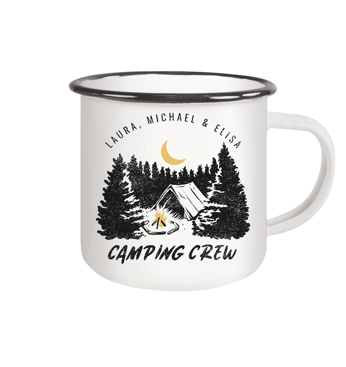 Camping Crew | - Emaille Tasse (Black)