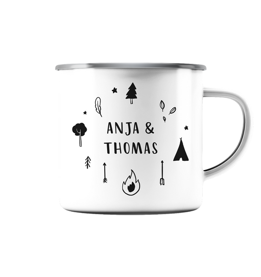 Campingtasse - Emaille Tasse (Silber)