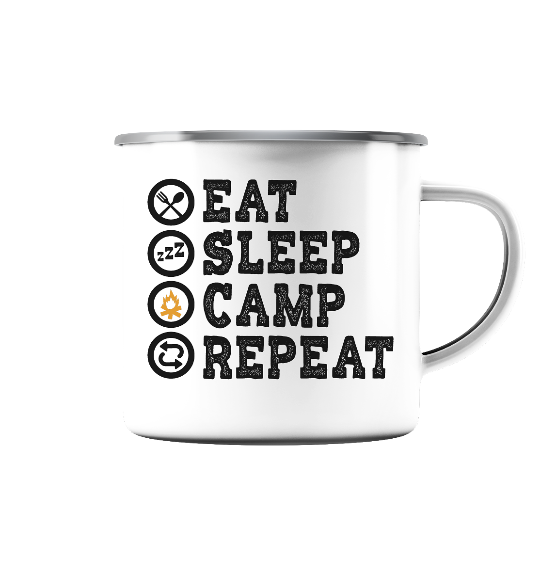 Eat Sleep Camp Repeat | Emaille Tasse