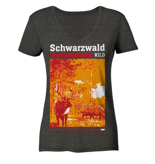 Schwarzwald Wild Hirsch | Damen Bio V-Neck Shirt Organic