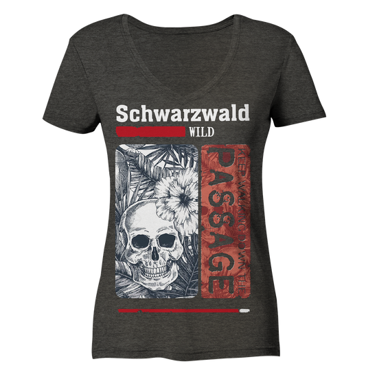 Schwarzwald Wild Passage Skull | Damen Bio V-Neck Shirt Organic