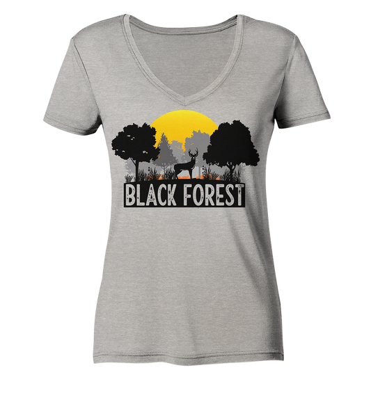 Black Forest Sonnenuntergang | Bio Damen V-Neck Shirt Organic