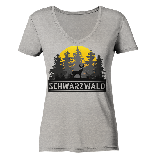 Schwarzwald Sonnenuntergang | Bio Damen V-Neck Shirt Organic