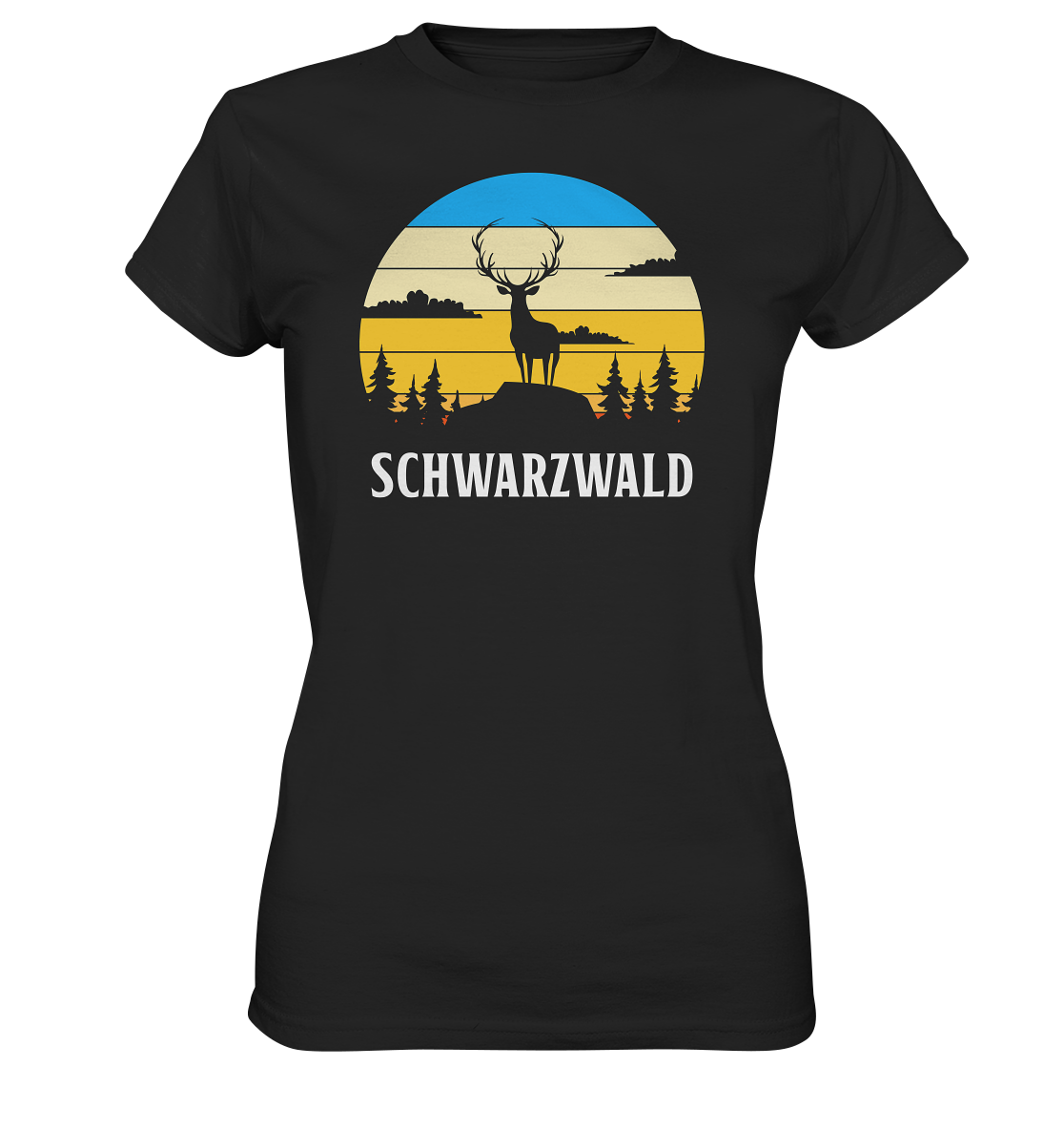 Schwarzwald Hirsch Sonnenuntergang | Damen Premium T-Shirt