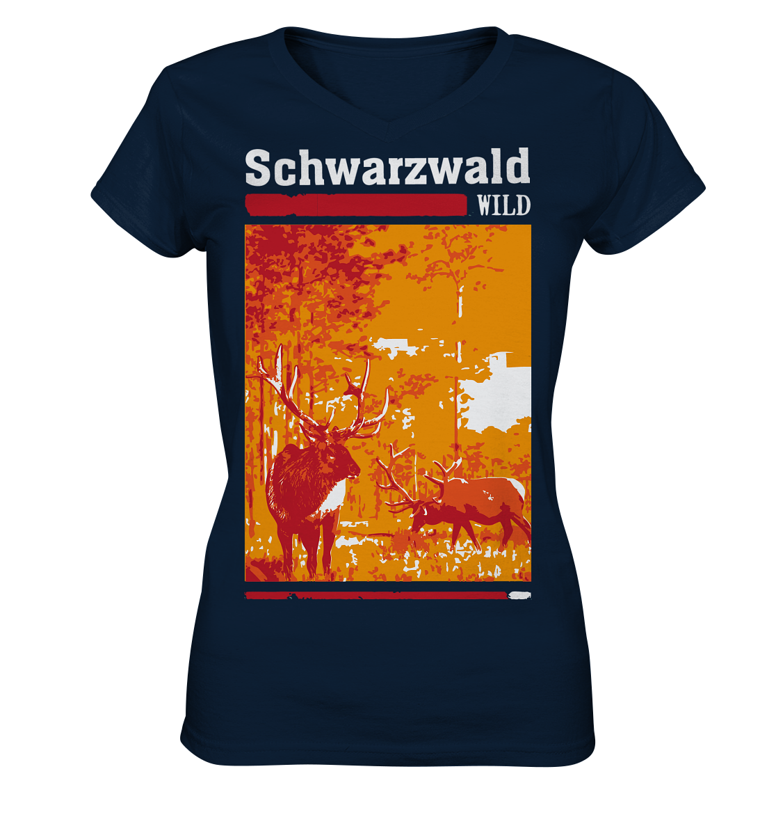 Schwarzwald Wild Hirsch | Damen V-Neck Shirt