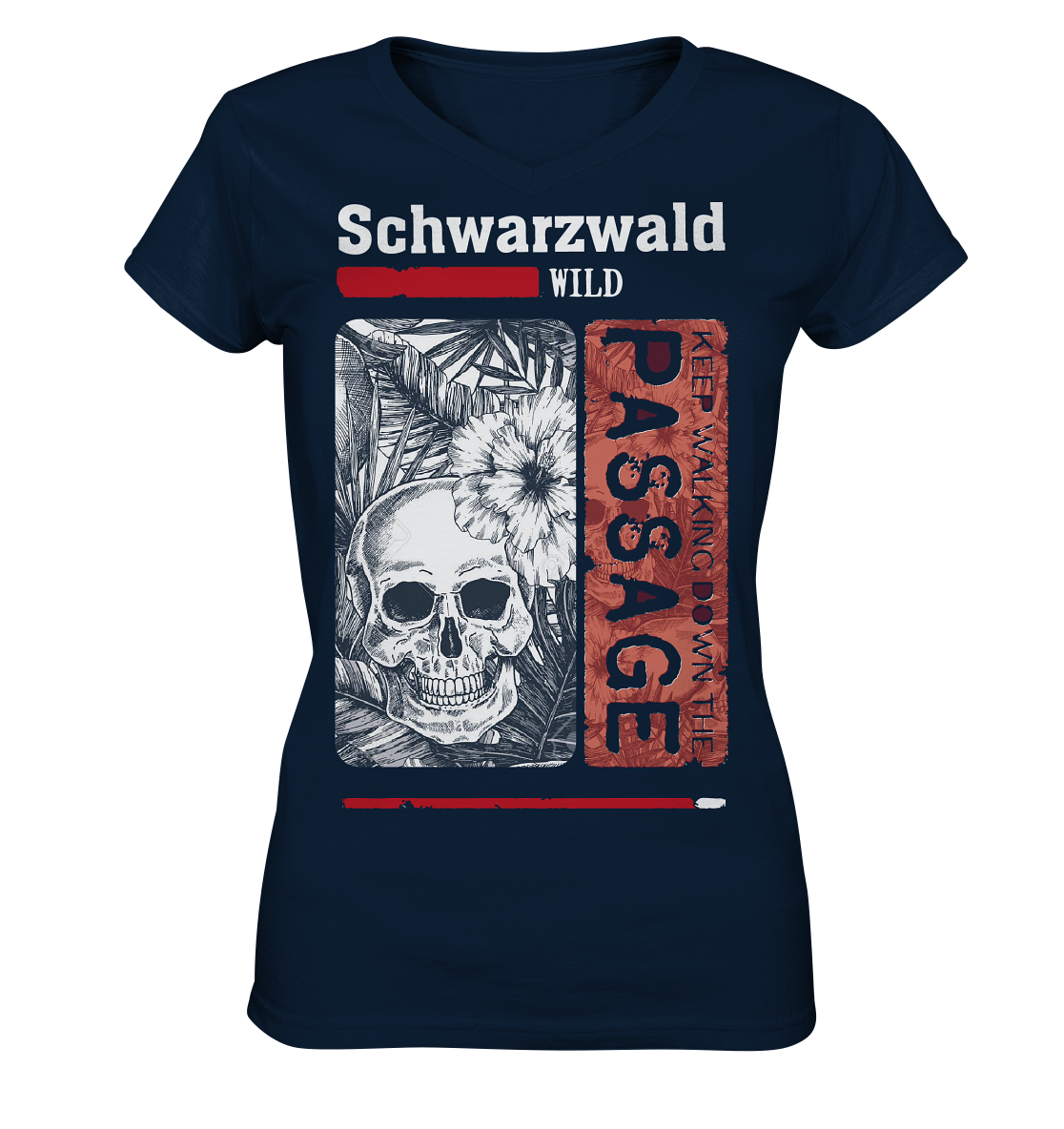 Schwarzwald Wild Passage Skull | Damen V-Neck Shirt