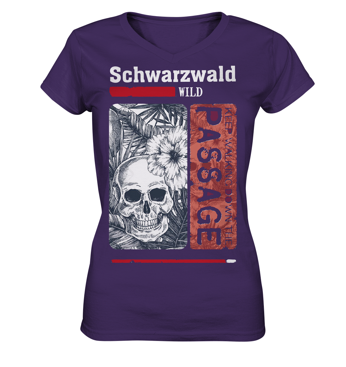 Schwarzwald Wild Passage Skull | Damen V-Neck Shirt