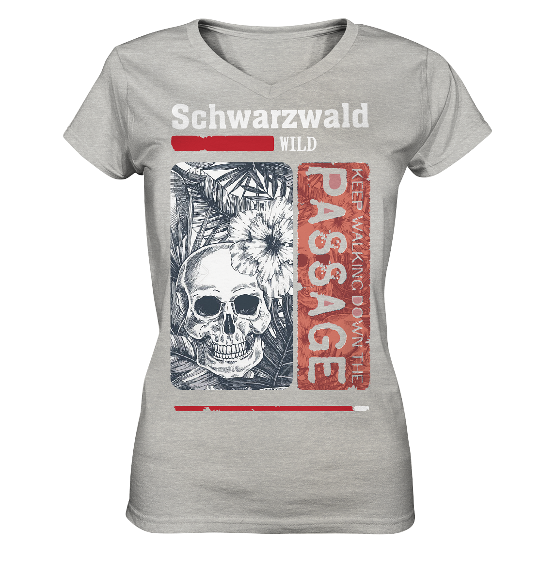 Schwarzwald Wild Passage Skull | Damen V-Neck Shirt