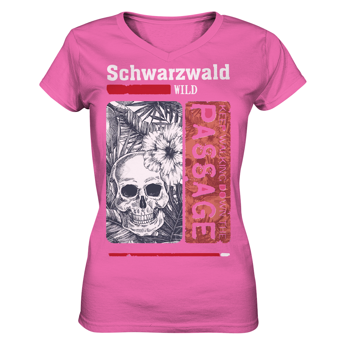 Schwarzwald Wild Passage Skull | Damen V-Neck Shirt