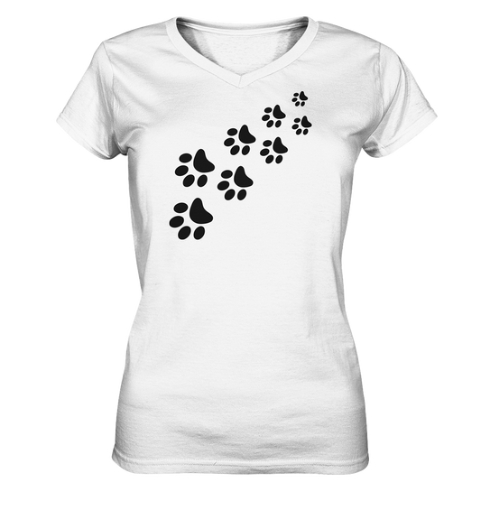 Pfotenspur | Damen V-Neck Shirt - Ladies V-Neck Shirt