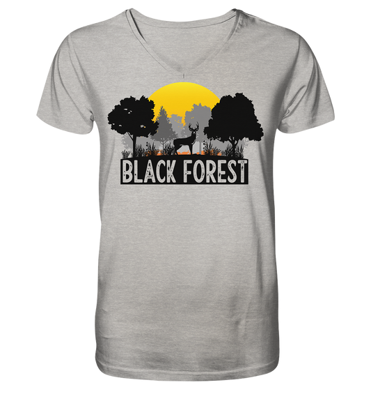 Black Forest Sonnenuntergang | Bio Herren V-Neck Shirt Organic