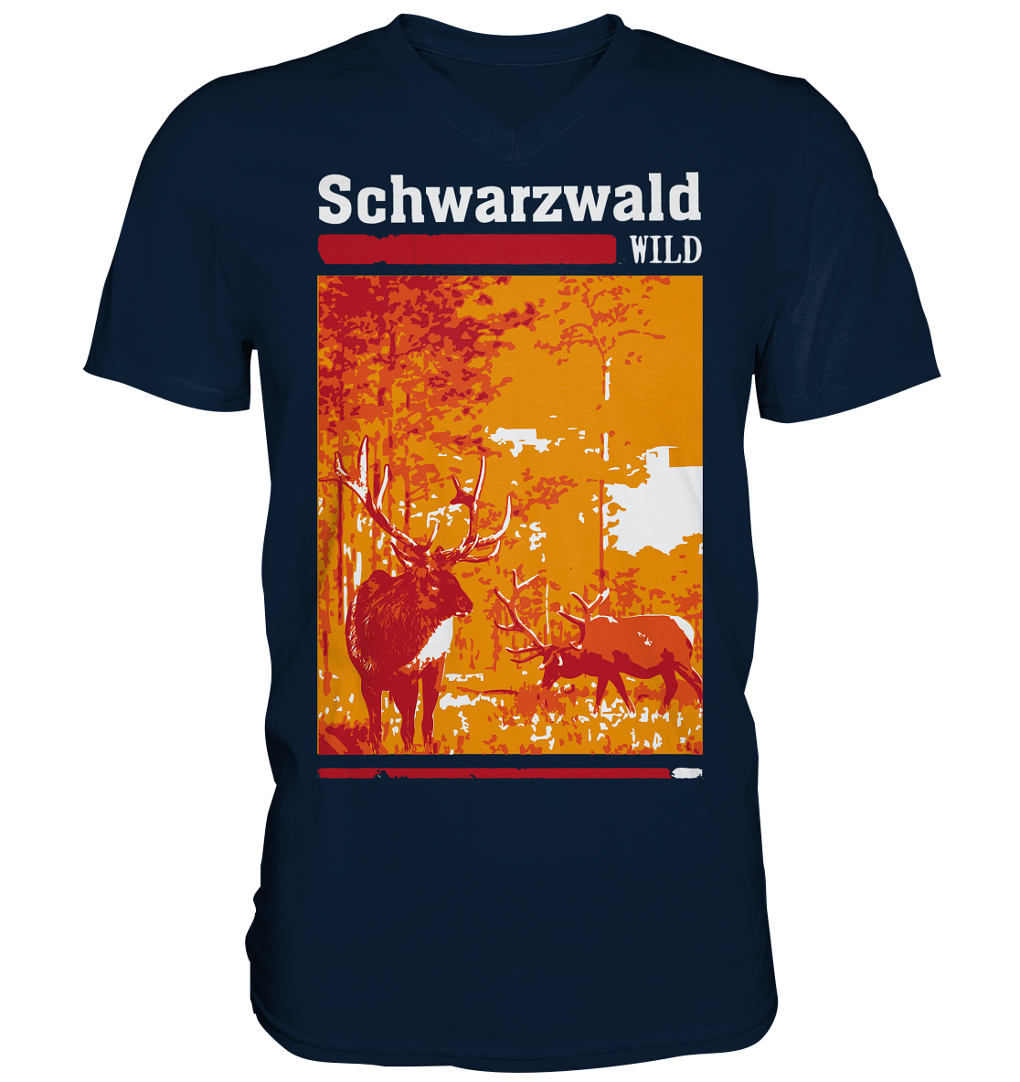 Schwarzwald Wild Hirsch | Herren V-Neck Shirt