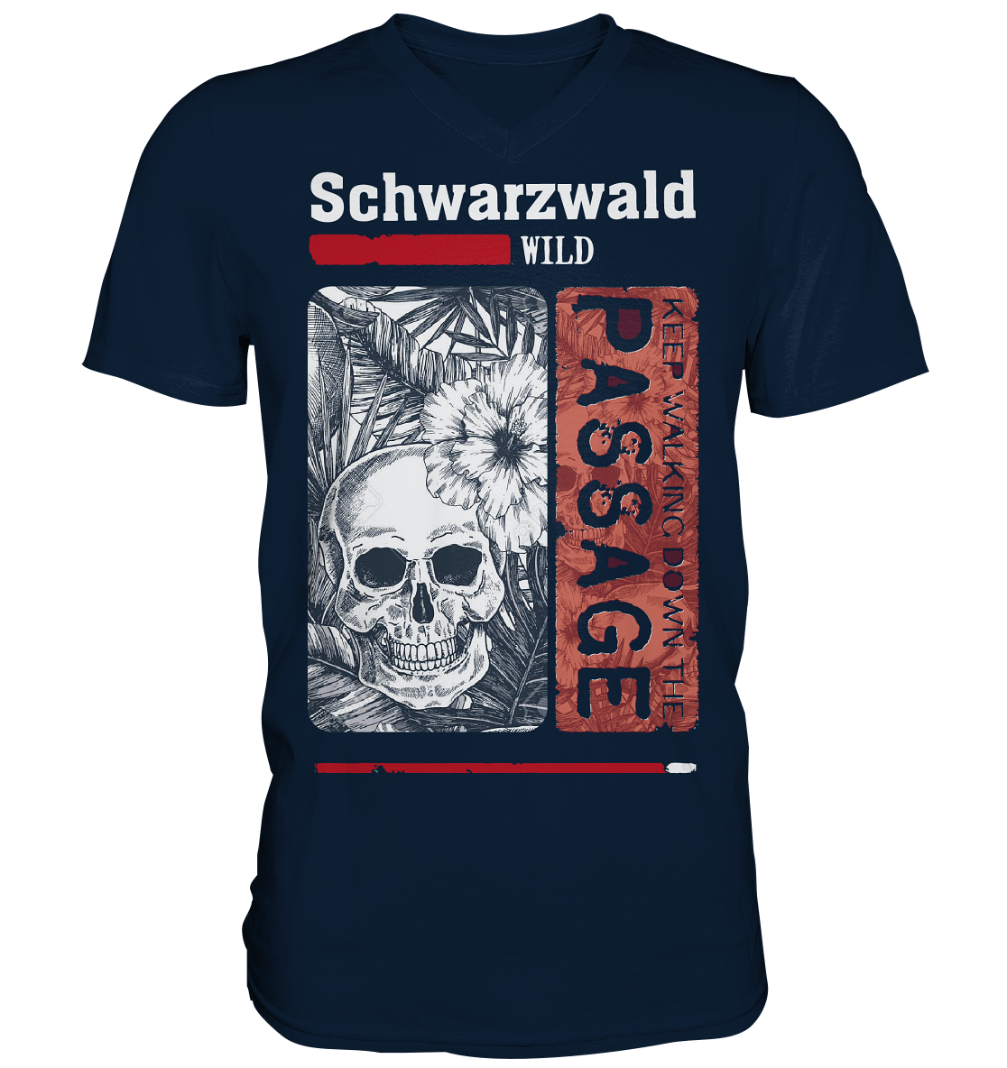Schwarzwald Wild Passage Skull | Herren V-Neck Shirt