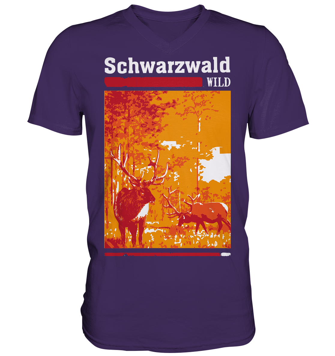 Schwarzwald Wild Hirsch | Herren V-Neck Shirt