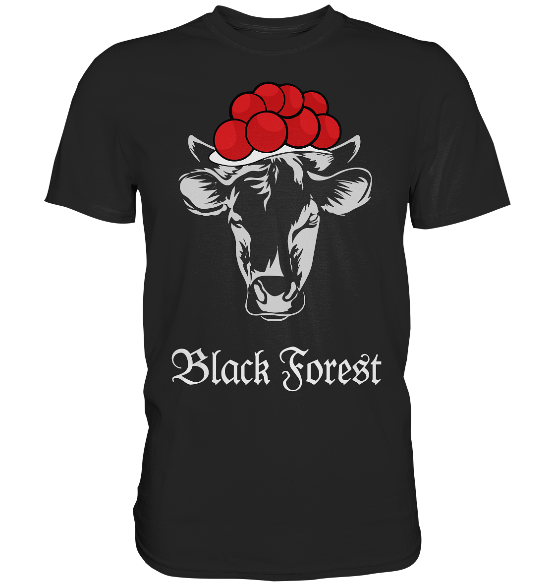 Black Forest Kuh mit Bollenhut | Unisex Premium Shirt