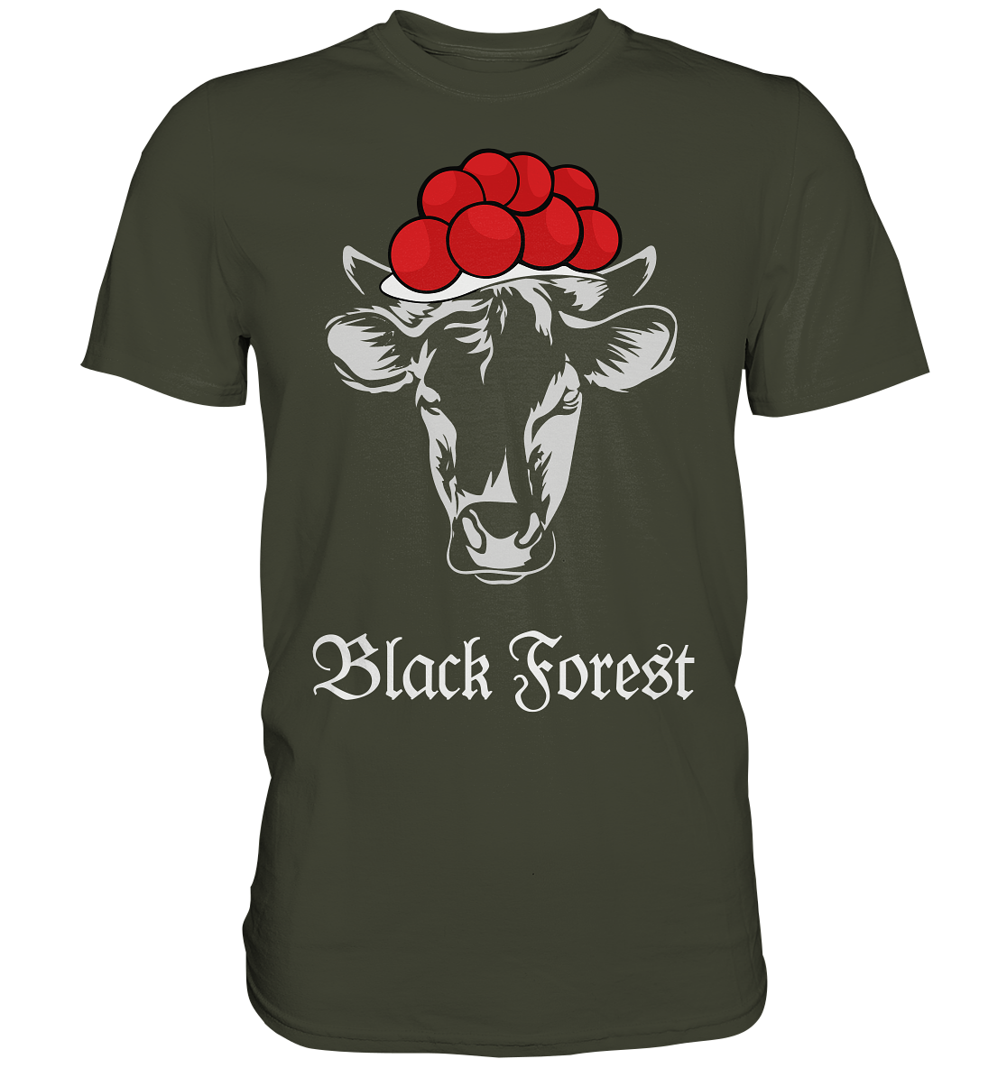 Black Forest Kuh mit Bollenhut | Unisex Premium Shirt