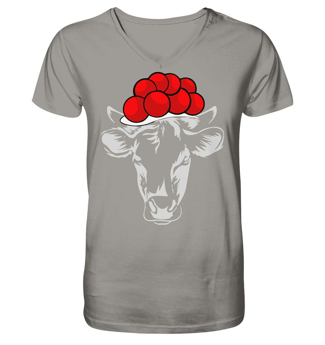 Kuh mit Bollenhut - V-Neck Shirt