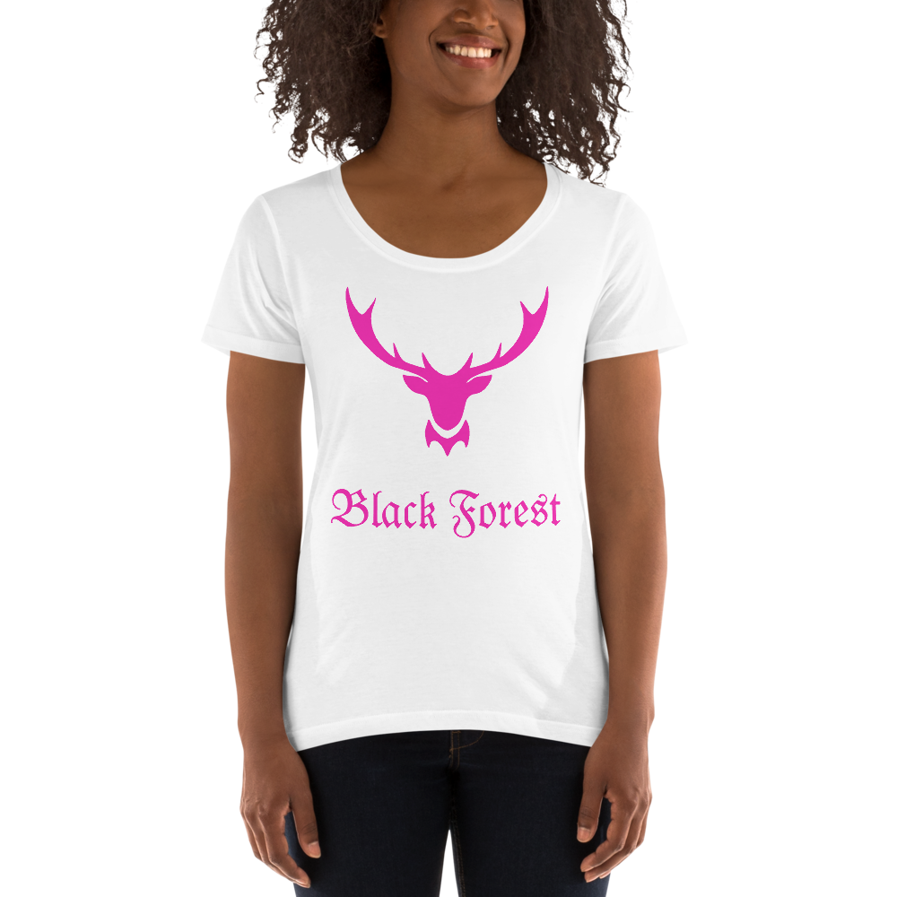 Black Forest Hirschgeweih | Damen T-Shirt mit weitem Ausschnitt