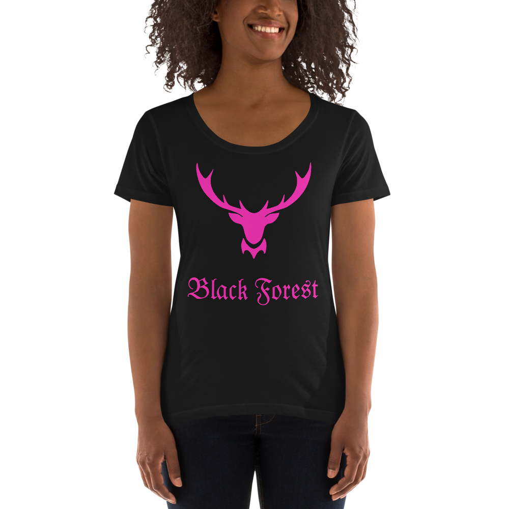 Black Forest Hirschgeweih | Damen T-Shirt mit weitem Ausschnitt
