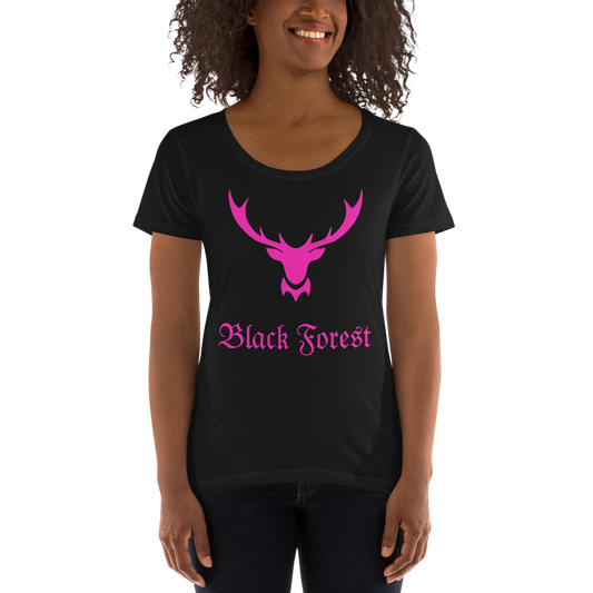 Black Forest Hirschgeweih | Damen T-Shirt mit weitem Ausschnitt